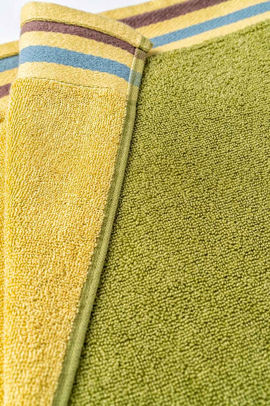 D'Decor Zero Twist Premium Cotton Hand Towel | High Absorbency | Green Lemon Multi