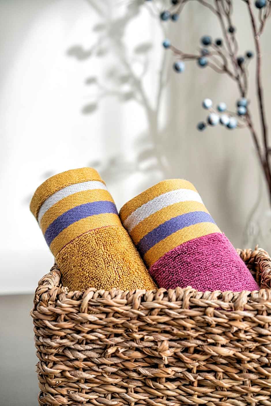 D'Decor Zero Twist Premium Cotton Hand Towel | High Absorbency | Sunshine Rose Multi