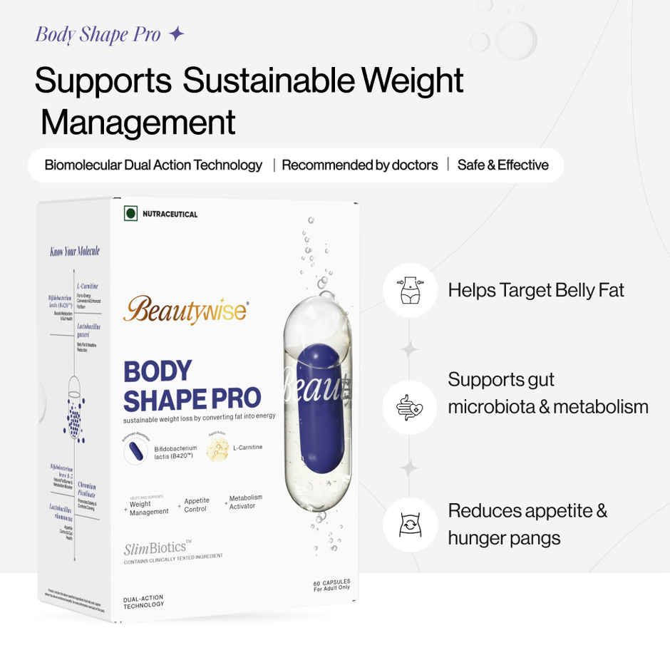 Beautywise Dual Action Body Shape Pro Slimming Supplement for Weight Loss Support (60 Capsules)