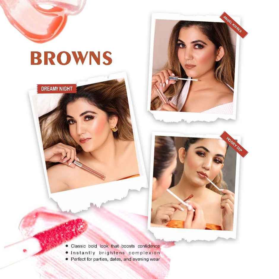 Love Earth Liquid Lip Gloss - Browns Mini Combo | Lightweight Non Sticky