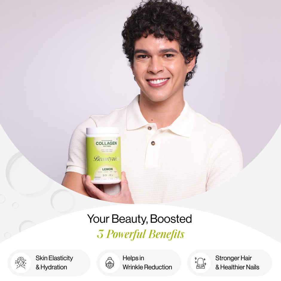 Beautywise Japnesses Marine Collagen Peptides With Hyaluronic Acid, Glutathione & Biotin Supplements for Women & Men ( Lemon)