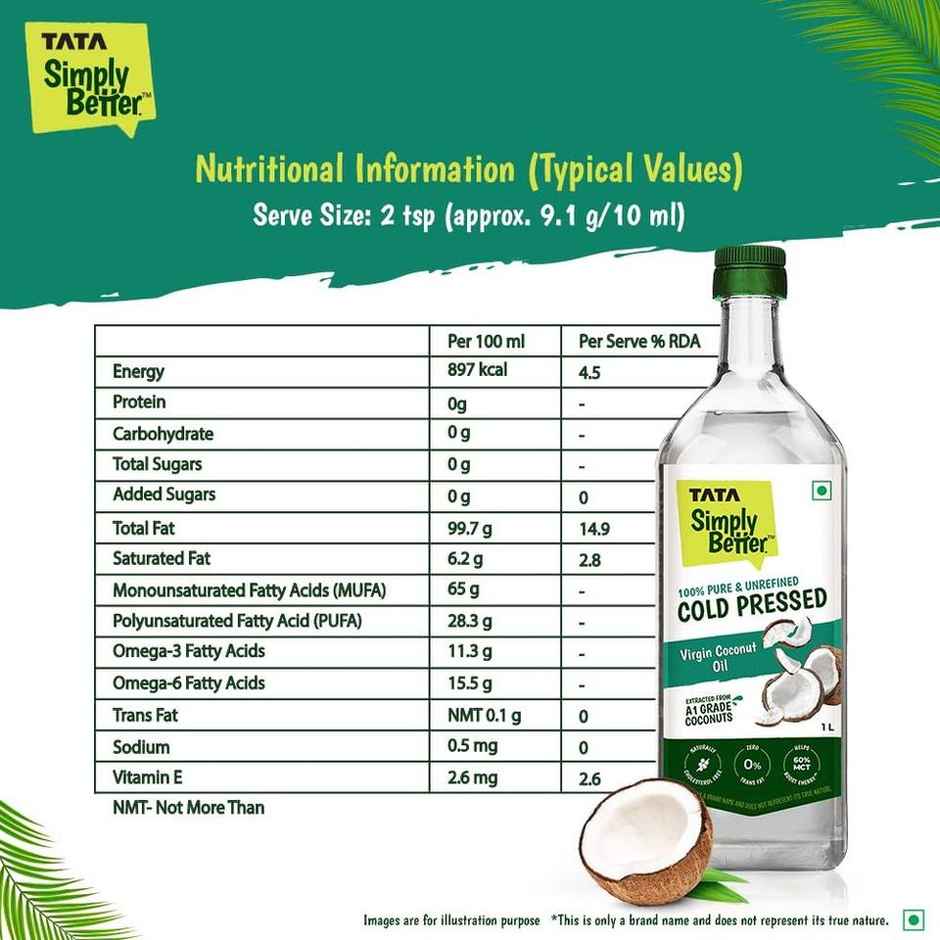 Tata Simply Better Virgin Coconut Cold Pressed Oil | Pure & Unrefined Oil