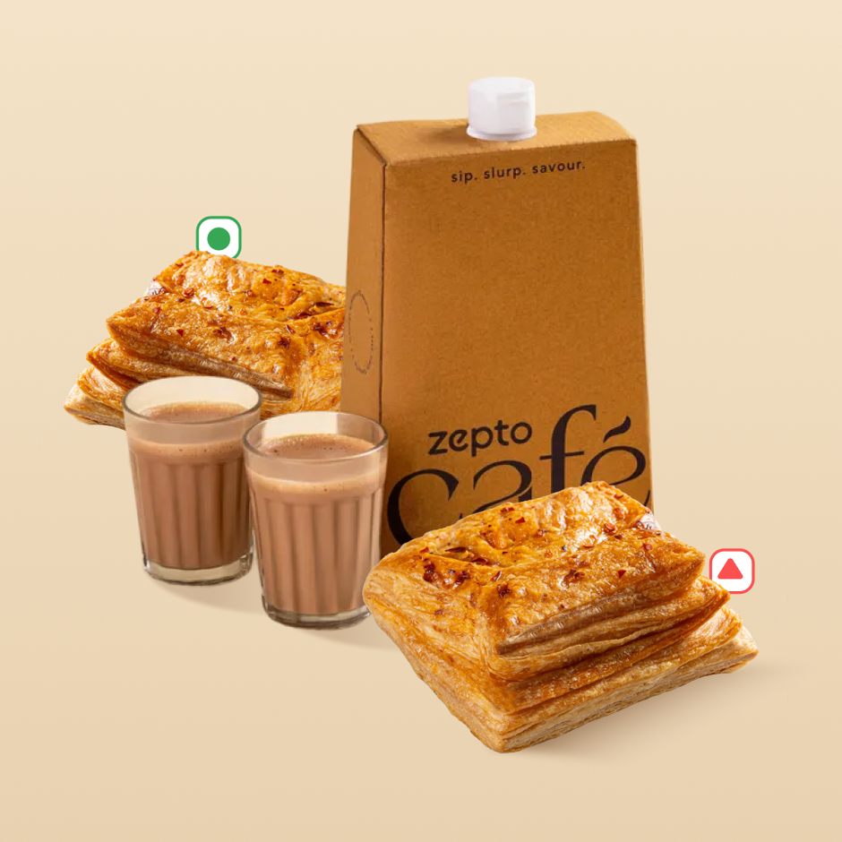 Veg Puff (1pc) & Chicken Puff (1pc) & Adrak Chai (1pc) Combo