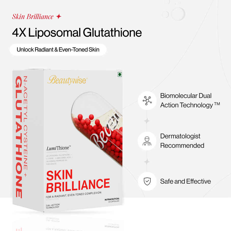 Beautywise Dual Action Skin Brilliance 4X Liposomal Glutathione For Men and Women (30 Capsules)