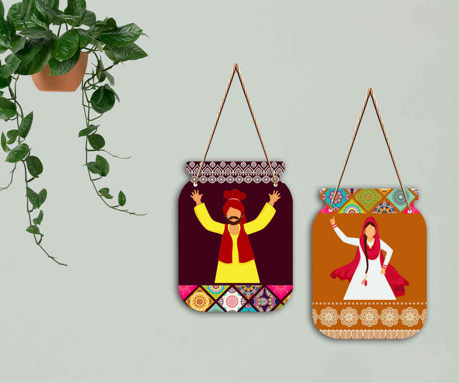 Saf Set Of 2 Jar Shape Mdf Designer Wall Hanging|Wall Decoration|Whb-J-07