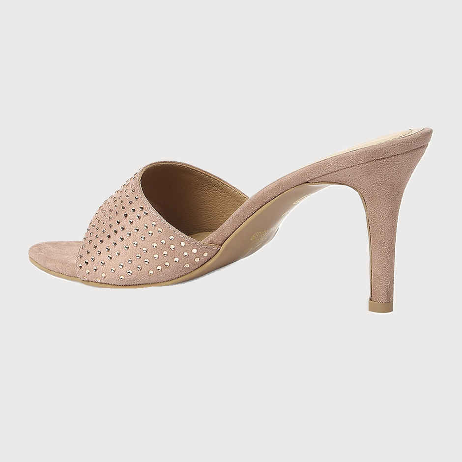 Tao Paris Embellished Open Toe Suede Kitten Heels Women's Peach | UK3