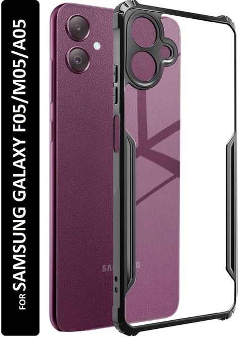 Kwine Case Samsung Galaxy F05 / M05 / A05 Back Cover - Black Bordered Transparent Case