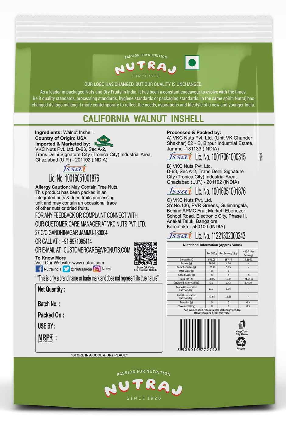Nutraj California Walnut/Akhrot Inshell