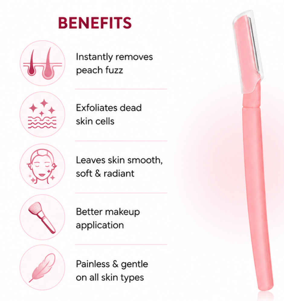 Bronson Professional Reusable Pink Face & Eyebrow Razor Painless Hair Remover