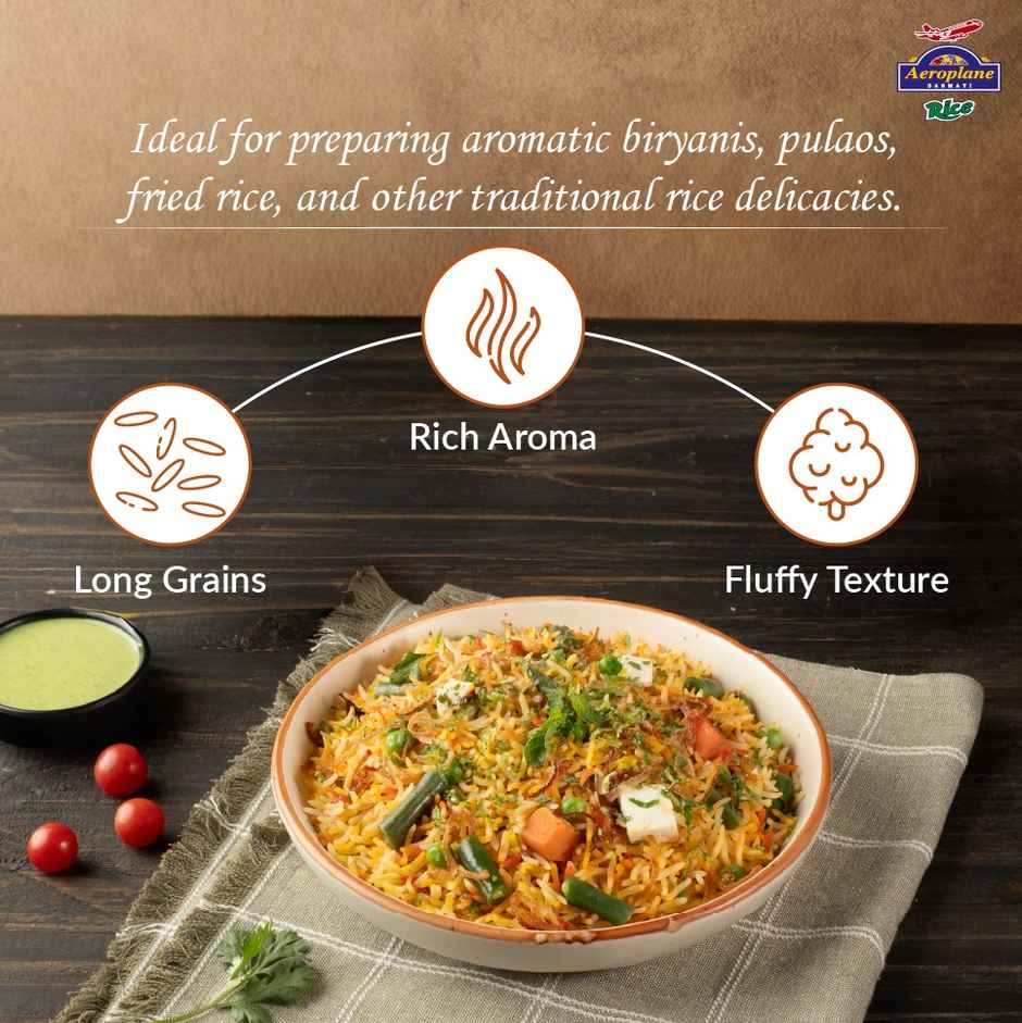 Aeroplane Family Choice Rozana Basmati Rice Medium Grain Best for Daily Meals