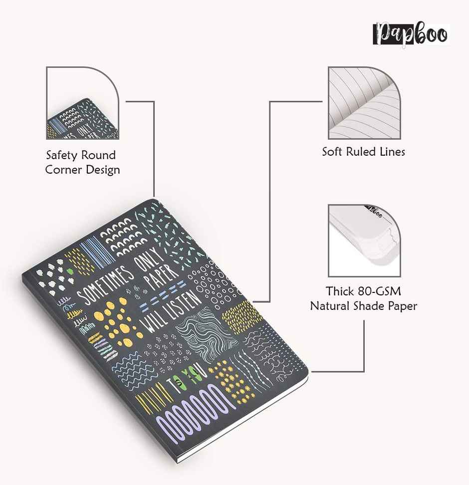 Papboo Ruled Soft Bound Notebook Matte Finished Cover | 120 Pages, 21 x 15 cm, 80 Gsm - Sometimes