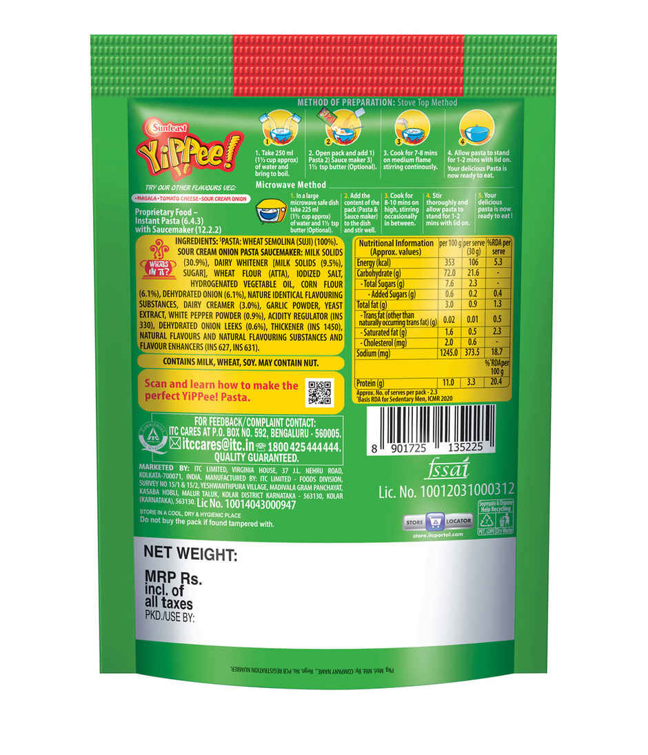 YiPPee! Sour Cream & Onion Instant Pasta