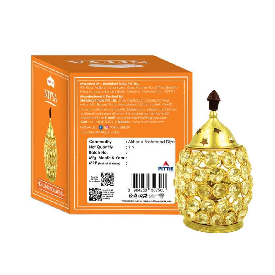 Nitya Brass Akhand Brahmand Crystal Diya | Multicolour | Traditional | Akhand Diya | Shubhkart