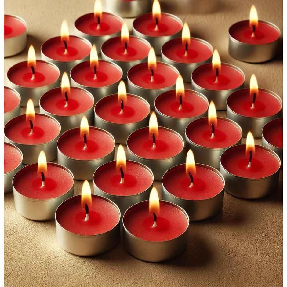 Tea Light Candle | Red | Pack Of 50 | 8 g Each | Samsidhi
