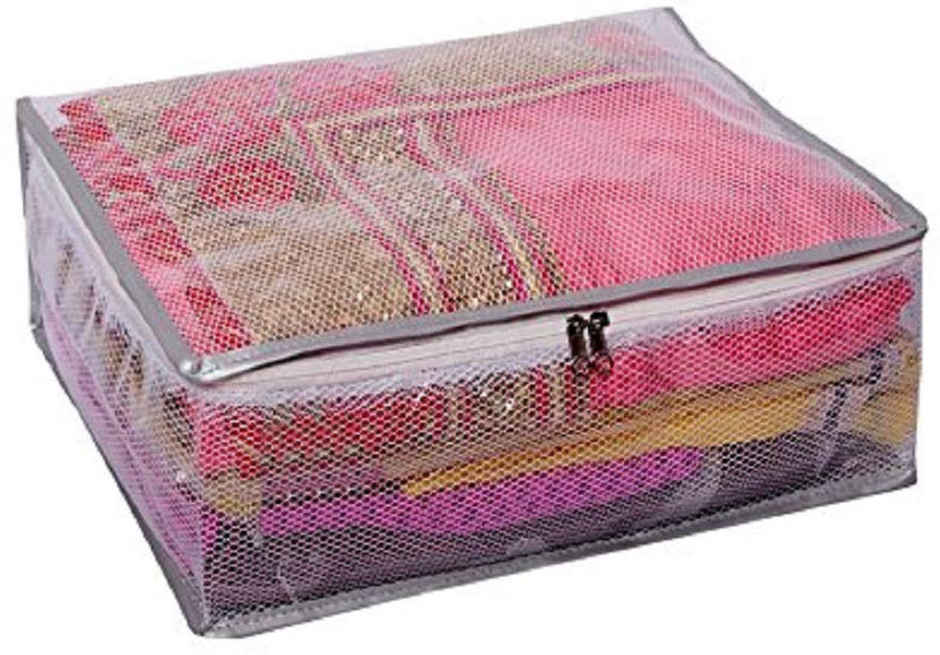 Kuber Industries Pack of 2 PVC Transparent Net Saree Covers With Zip For Clothes | Dresses (Grey)