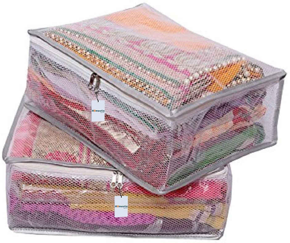 Kuber Industries Pack of 2 PVC Transparent Net Saree Covers With Zip For Clothes | Dresses (Grey)