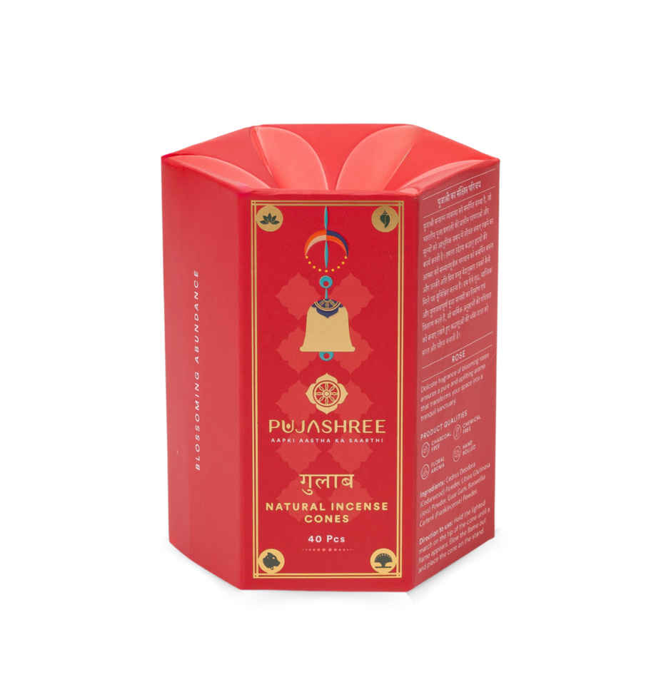 Pujashree Natural Incense Cones Rose | 2 inches