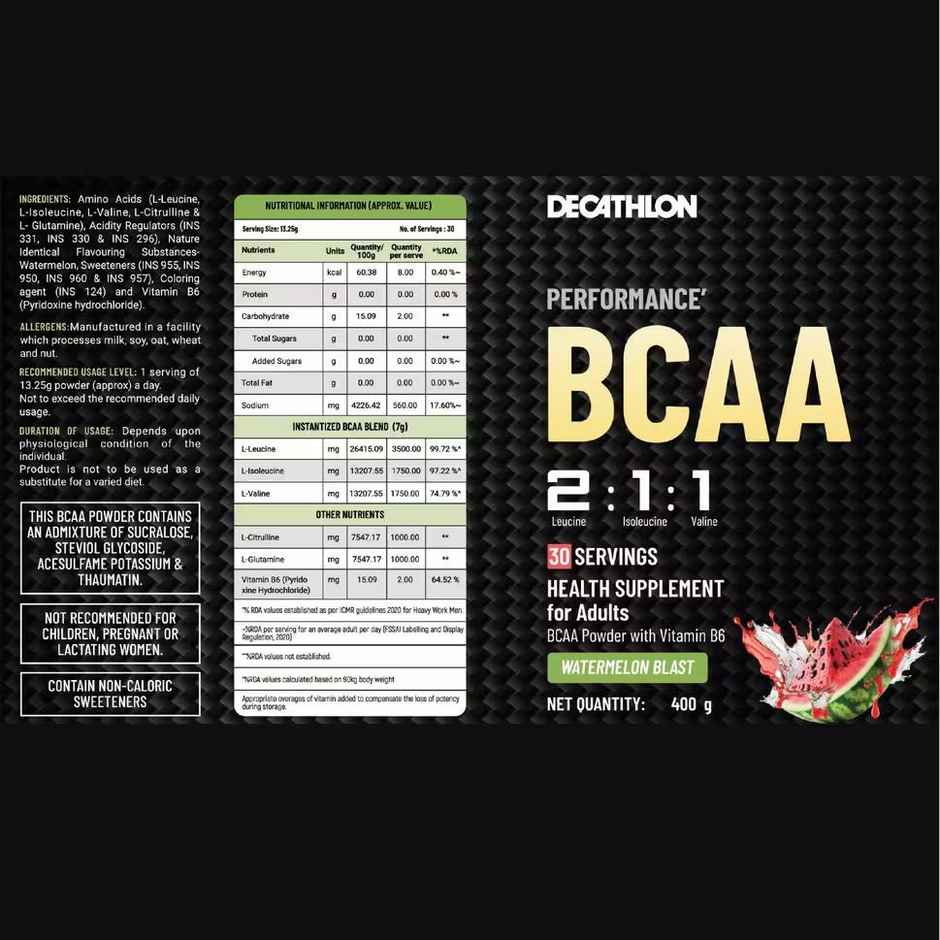 Decathlon Domyos Performance BCAA Supplement Watermelon Flavor | 400g