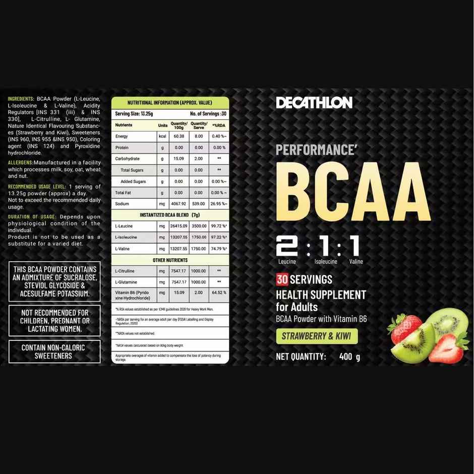 Decathlon | Domyos Performance BCAA Kiwi Strawberry Flavour 400g