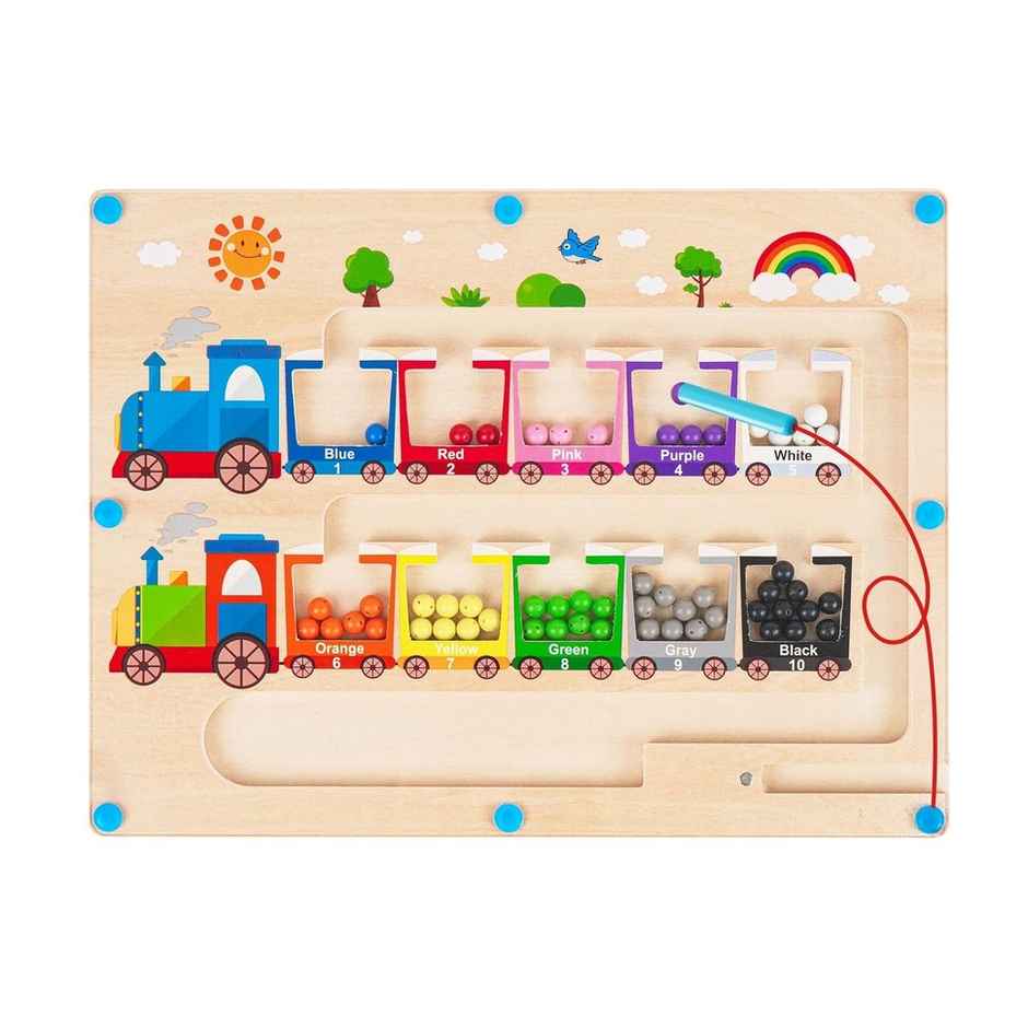 Fablue Magnetic Color And Number Maze Wooden Color Matching Counting Learning Educational Toy