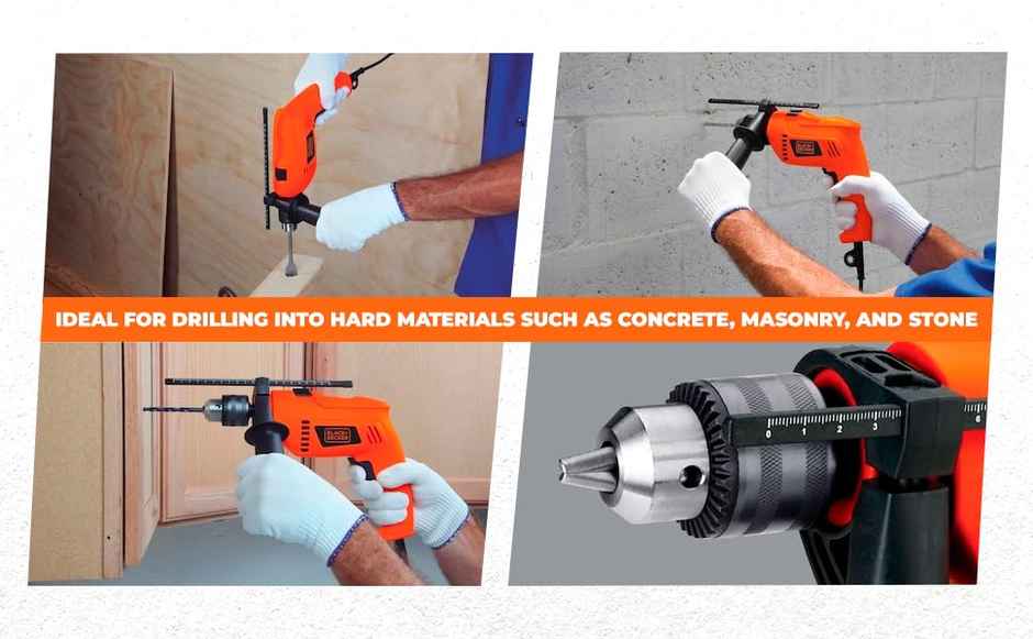 BLACK+DECKER BED550-IN 550 W, 13mm Corded Variable Speed Ergonomic Reversible Hammer Drill, Orange