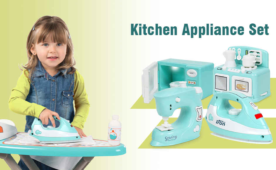 Anz Toy Green Microwave |Oven |Iron & Sewing Machine