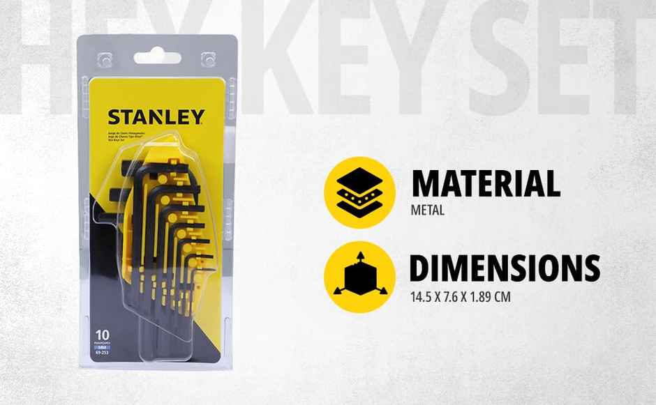 STANLEY 69-253 10-Piece Metric HexKey Set With Anti-Rust Properties For Home, DIY & Professional Use