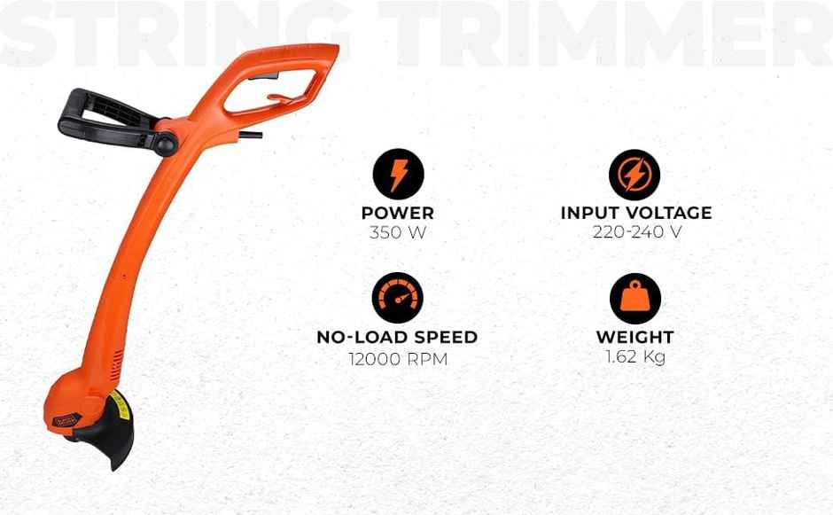 BLACK+DECKER GL350L-B1 String Trimmer, 350W, 13000 RPM, 25cm Cutting Swath, Dual Handed