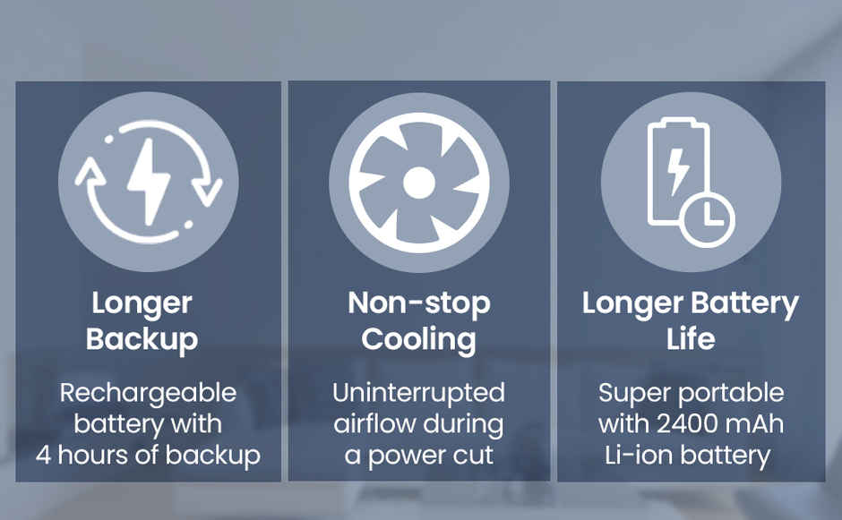 Bajaj Pygmy Mini Fan 110MM | USB Charging | Multi-Clip Function | Rechargeable | 4-Hr Back-up, Blue