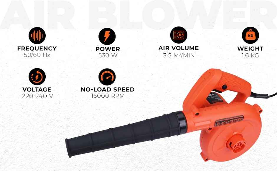 BLACK+DECKER BDB530-IN 530 W 16000 RPM Corded 2-in-1 Single Speed Air Blower & Vacuum Cleaner