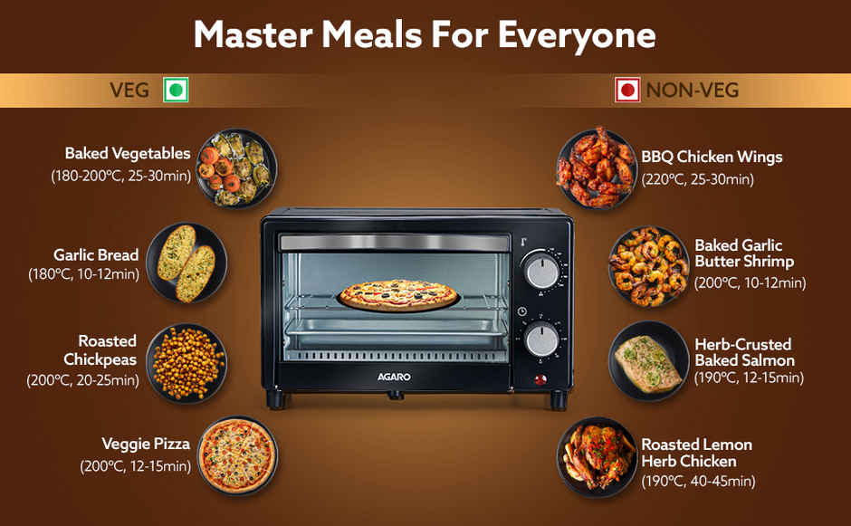 Agaro Marvel 9L Oven Toaster Griller, Cake Baking, Grilling, Toasting, Otg, 800W