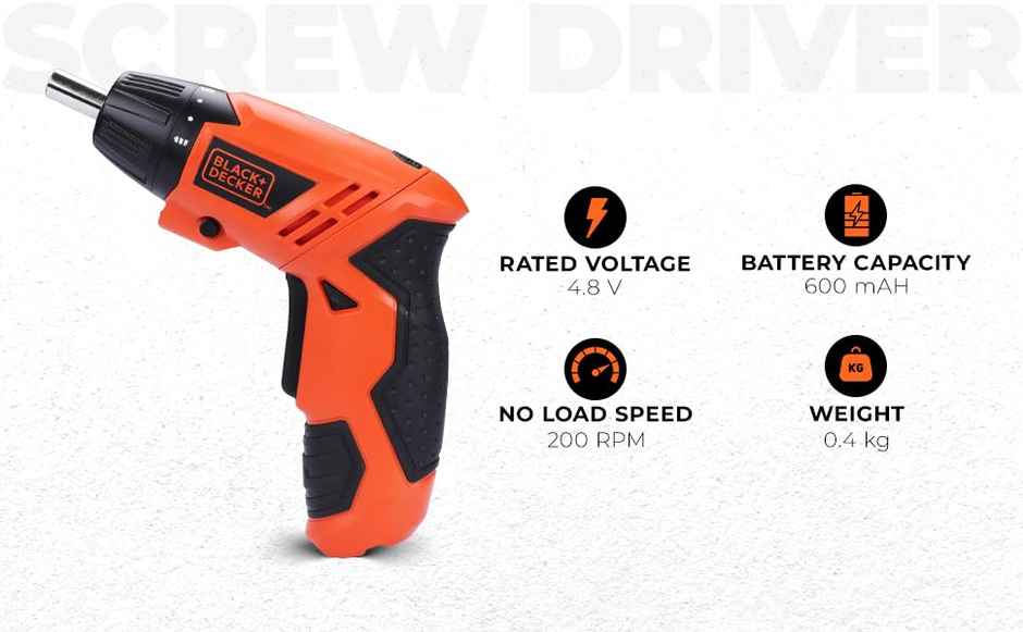 BLACK+DECKER KC4815 4.8V 200 RPM Cordless Screwdriver Set with LED Worklight, 15-Pc. Screw Bits Set