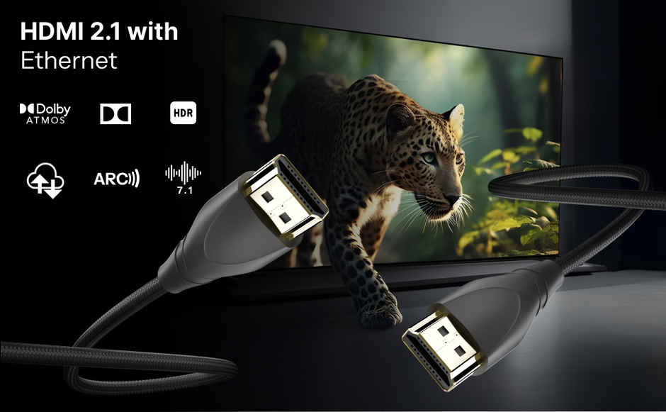Ailkin HDMI Cable 2.1 | 3 M | 8K 60Hz, 4K 120Hz Ultra High Speed | Compatible HDMI Devices | Black