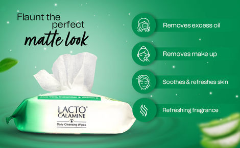 Lacto Calamine Makeup Remover Wipes With Aloe Vera, Cucumber And Vitamin E