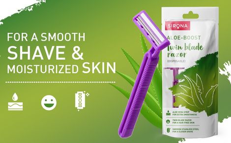 Sirona Disposable Shaving Razor for Women with Aloe Boost