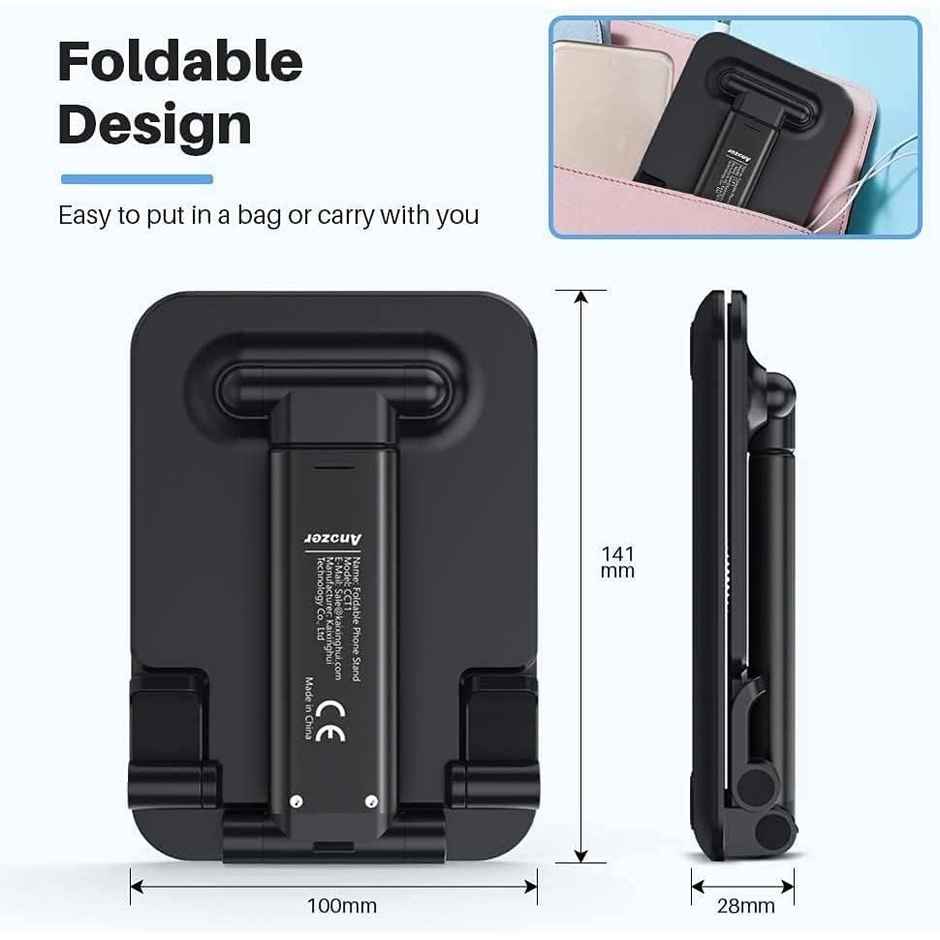 Sounce Foldable Portable Phone Holder Stand |Stable | for 4-8 Inch Smartphones | Black