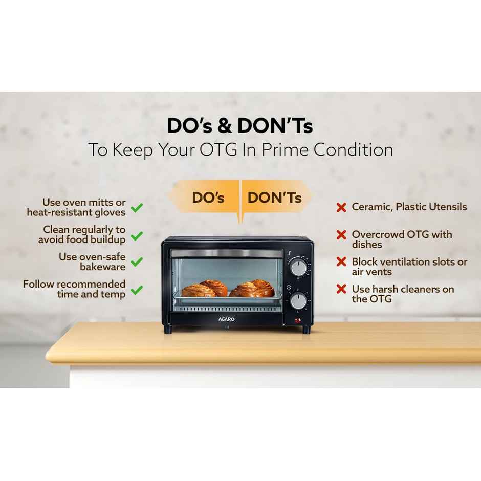 Agaro Marvel 9L Oven Toaster Griller, Cake Baking, Grilling, Toasting, Otg, 800W