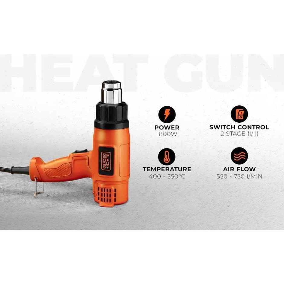 BLACK+DECKER KX1800-B1 230V 1800W Dual Temperature High Speed Corded Heat Gun, Pistol Grip