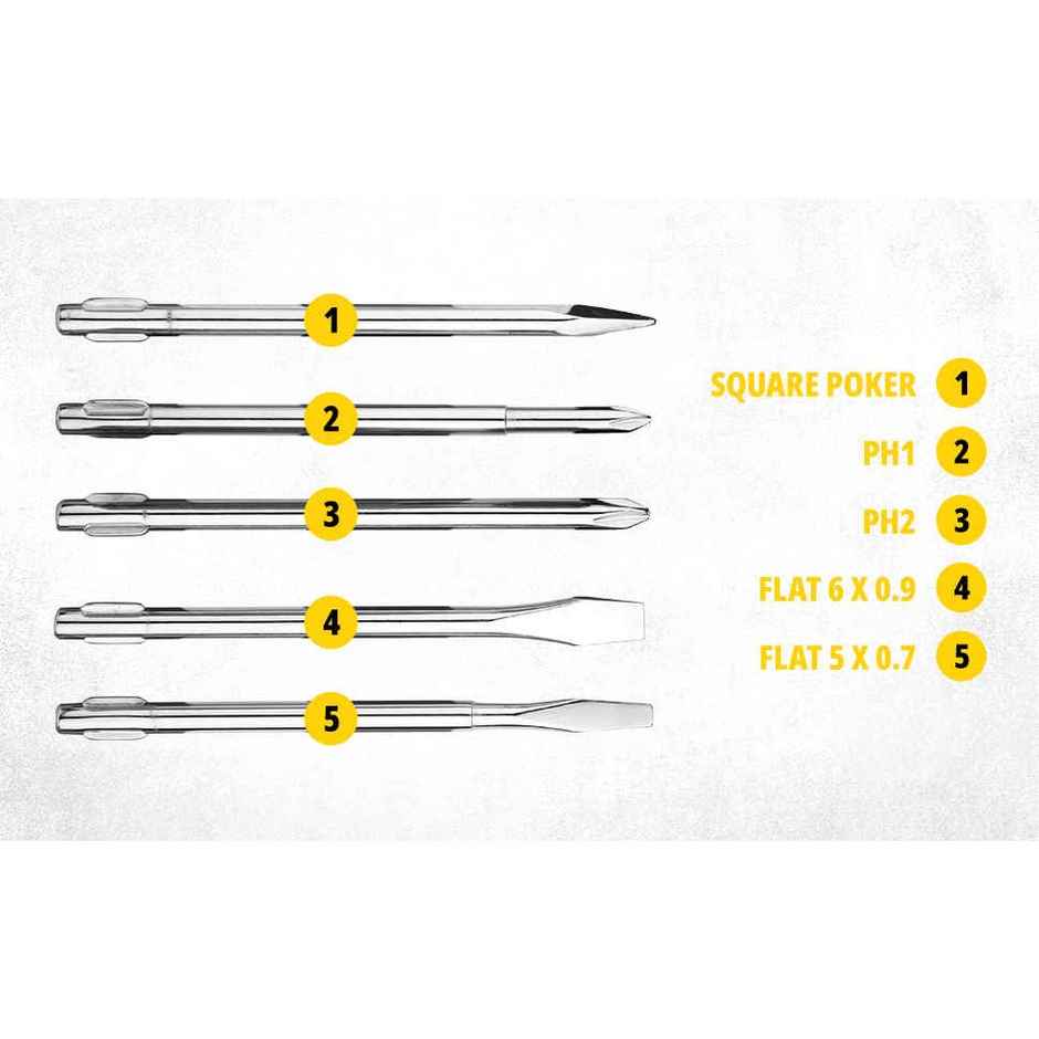 STANLEY STHT60572-8B 5 Pcs Screwdriver Set - Yellow & Silver, Comes With a Case