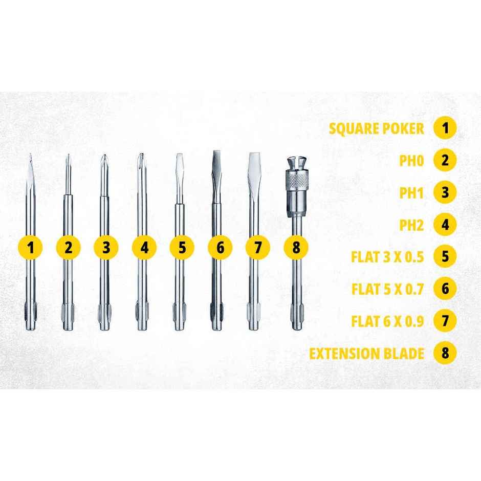 STANLEY STHT60573-8B 8 Pcs Screwdriver Set - Yellow & Black, Comes With a Case