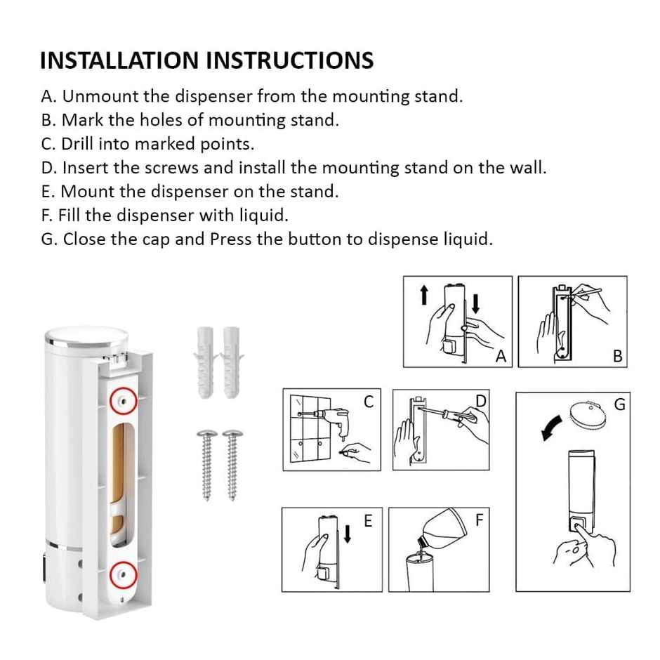 Bronson Professional Plastic Soap Dispenser | Wall Mounted Cylindrical White
