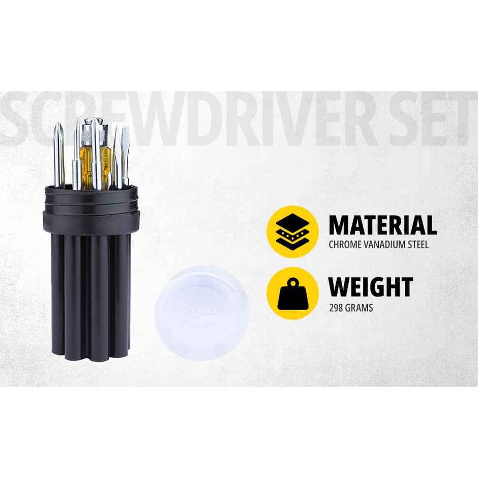 STANLEY STHT60573-8B 8 Pcs Screwdriver Set - Yellow & Black, Comes With a Case