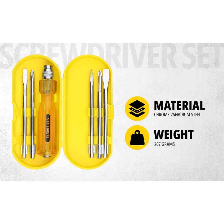 STANLEY STHT60572-8B 5 Pcs Screwdriver Set - Yellow & Silver, Comes With a Case