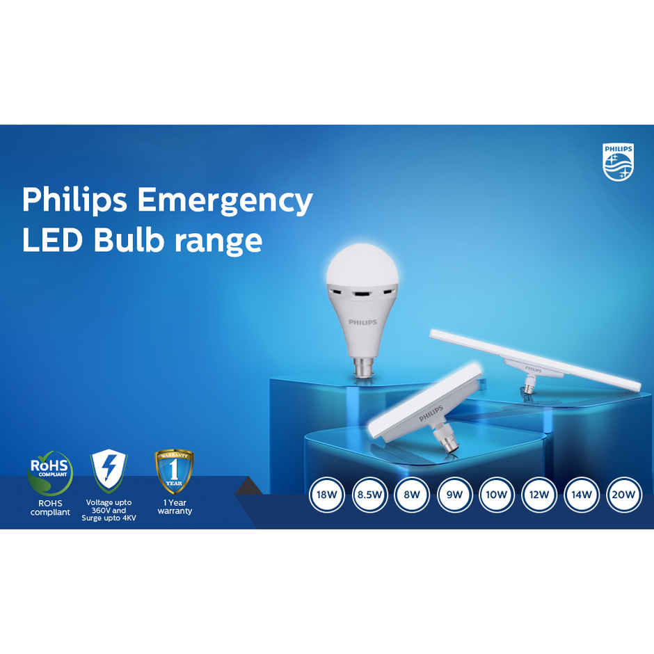 Philips 14W Emergency Led Bulb | Stellar Bright B22 Inverter Led Bulb For Power Cuts Crystal White