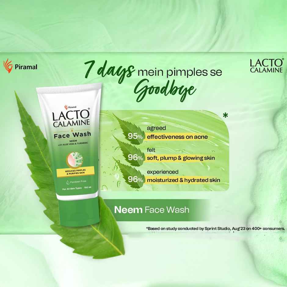 Lacto Calamine Facewash With Neem, Aloe Vera & Turmeric