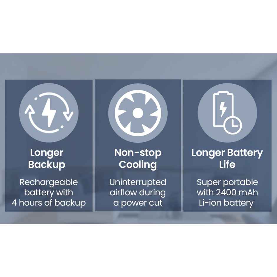 Bajaj Pygmy Mini Fan 110MM | USB Charging | Multi-Clip Function | Rechargeable | 4-Hr Back-up, Blue