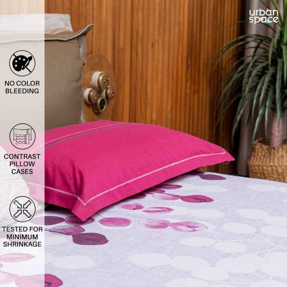 Urban Space 144 TC 100% Cotton Double Bedsheet with 2 Pillow Covers - Mars Purple