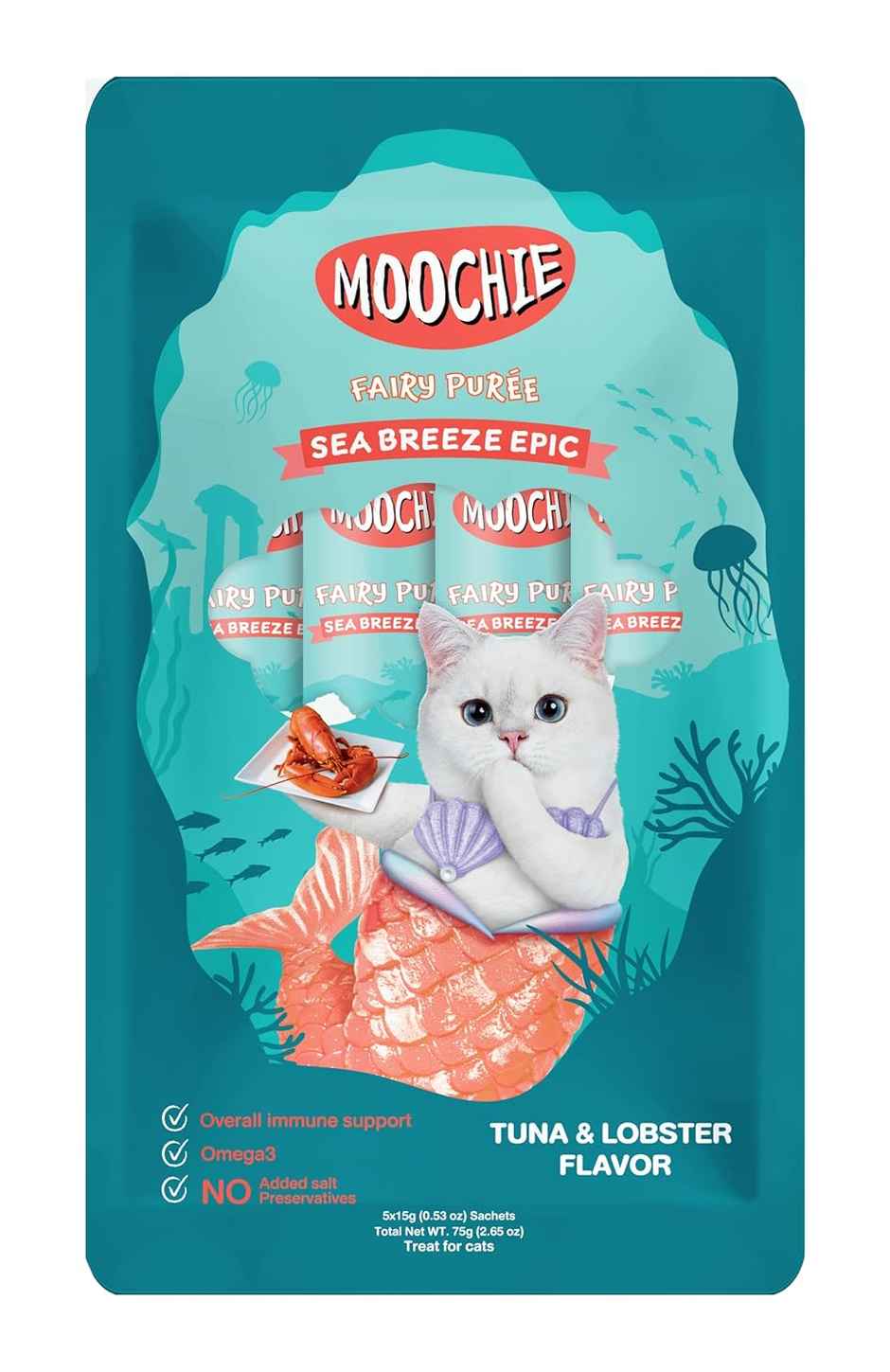 Moochie Cat Creamy Treats With Tuna & Lobster , Lickable Treat For Cats