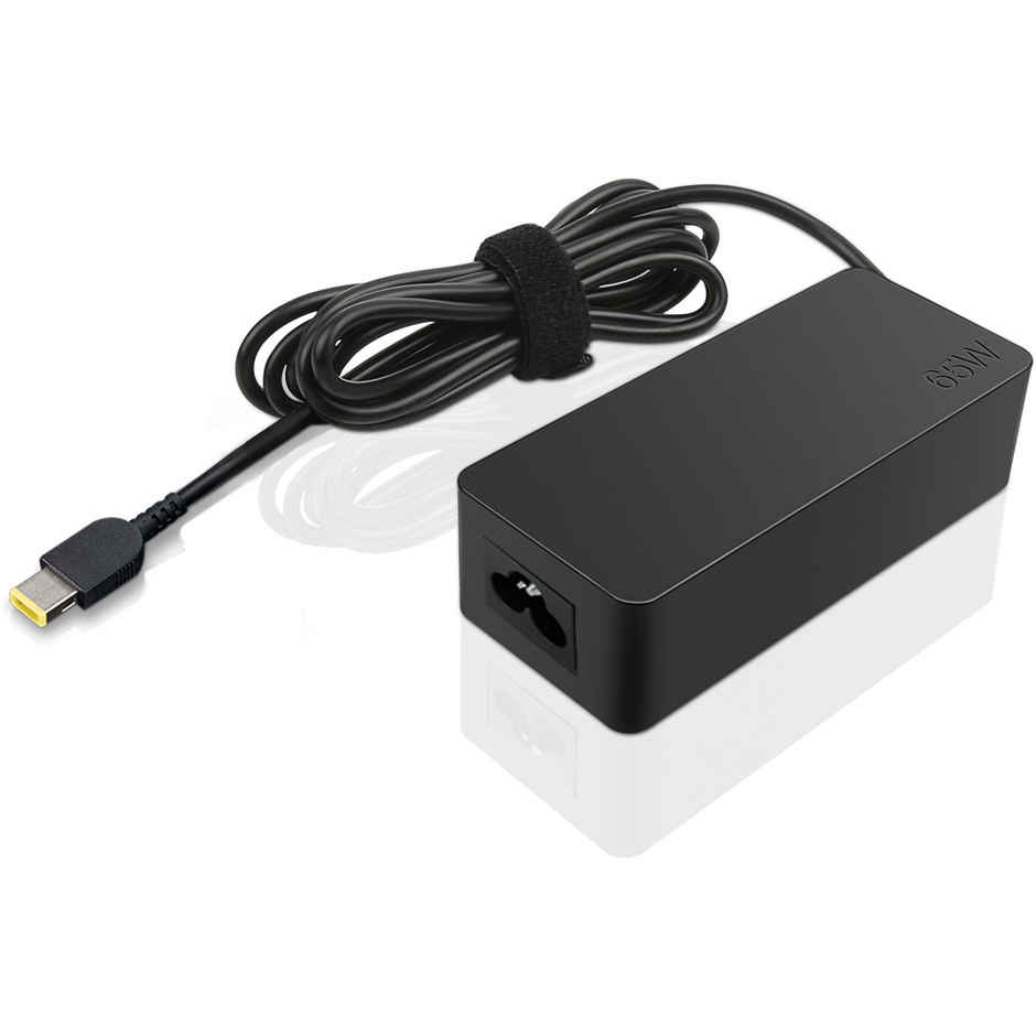 Lenovo 65W USB Slim Tip Rectangular pin Laptop Adapter/Charger with Power Cord for Select Models of Lenovo Laptops (888015000) - Black