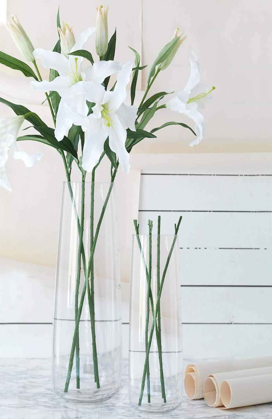 Tied Ribbons Set Of 2 Decorative Glass Vase Without Flowers